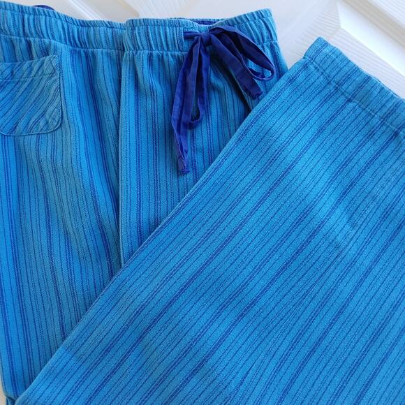 Faded Glory Blue Stripe PJ pants XL lounging pajama pants drawstring back pocket - Picture 1 of 14